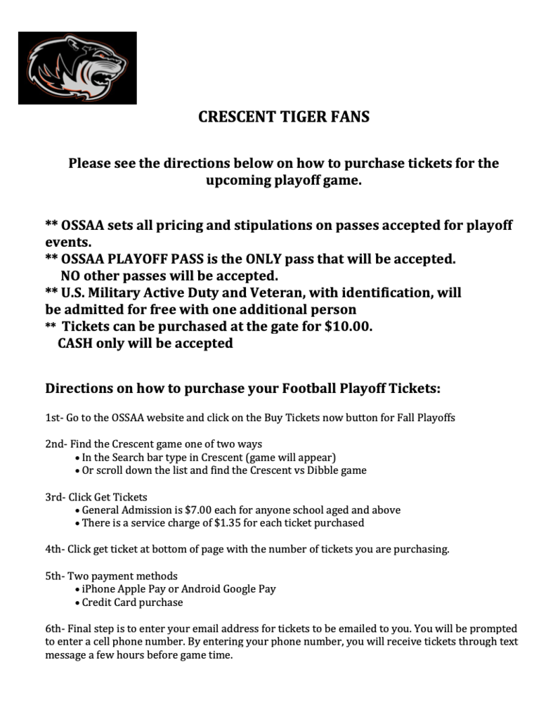 FB Playoff Game Ticket Information